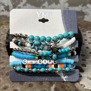 YMI Beaded Bracelet Set with Turquoise Accents